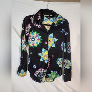 Derek Heart Black Multicolor Geometric Button Down Shirt